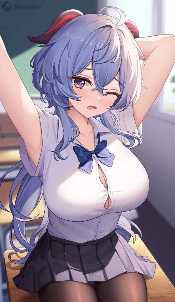 【お疲れ】休み時間に伸びをするＪＫ達の二次エロ画像【31枚目】