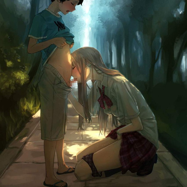 【ホテル代？】野外でフェラチオするＪＫ達の二次エロ画像【無いよ？】【2枚目】