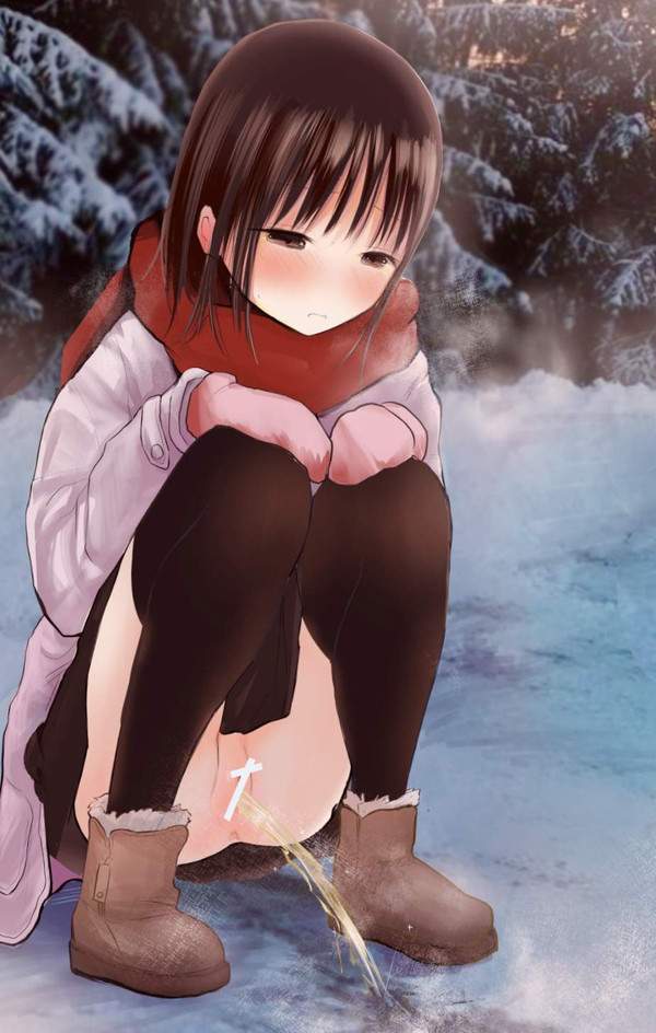 【雪国あるある】積もる雪に野ションする女子達の二次エロ画像【4枚目】