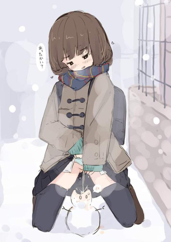 【雪国あるある】積もる雪に野ションする女子達の二次エロ画像【6枚目】