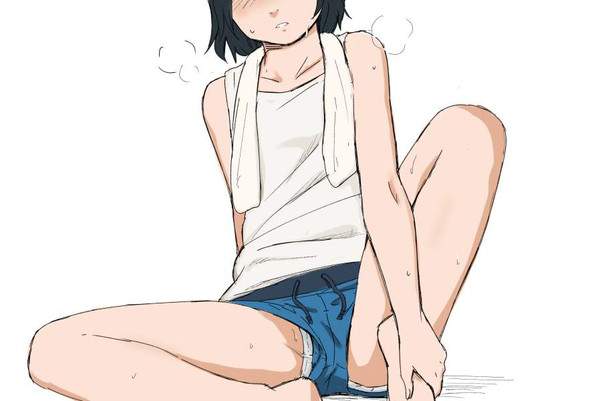 【開脚編】ショートパンツの隙間からチラっとパンツが見えてる二次エロ画像【29枚目】