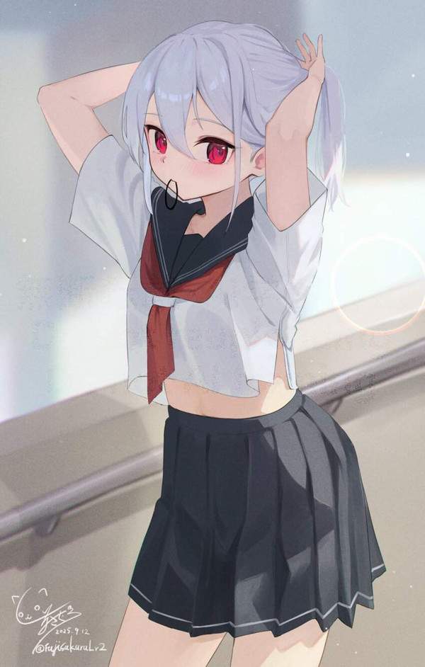 【セーラー服編】おへそがチラリな二次エロ画像【10枚目】