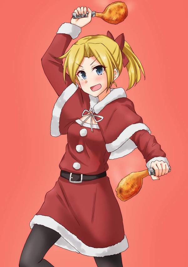 【冷めちゃった】サンタコスでチキン食べてる女子達の二次エロ画像【3枚目】