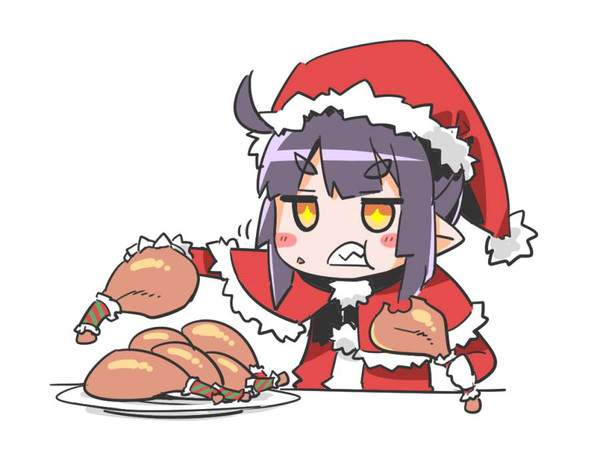 【冷めちゃった】サンタコスでチキン食べてる女子達の二次エロ画像【9枚目】