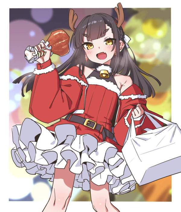 【冷めちゃった】サンタコスでチキン食べてる女子達の二次エロ画像【10枚目】