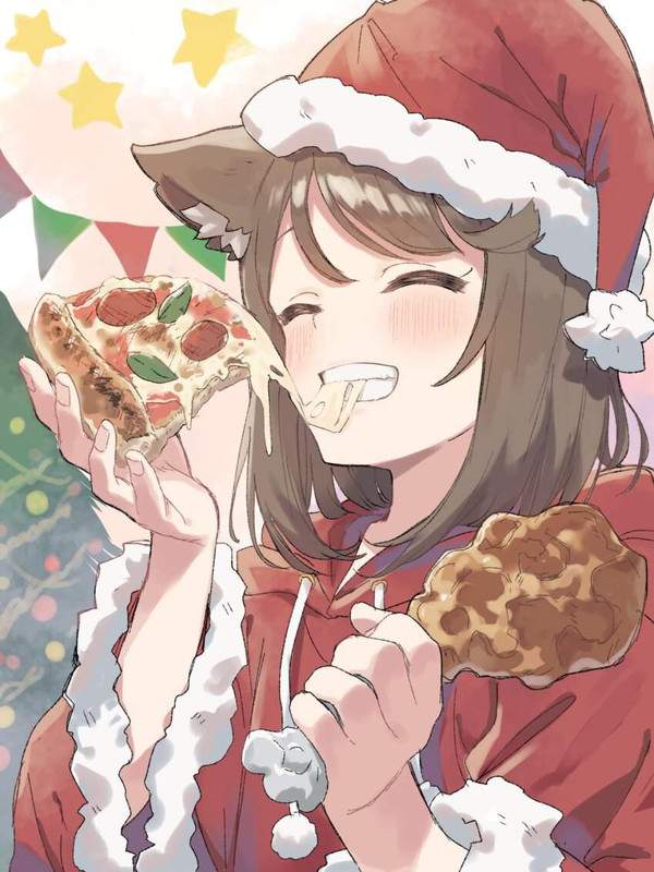 【冷めちゃった】サンタコスでチキン食べてる女子達の二次エロ画像【13枚目】