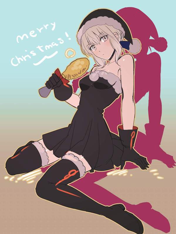 【冷めちゃった】サンタコスでチキン食べてる女子達の二次エロ画像【19枚目】