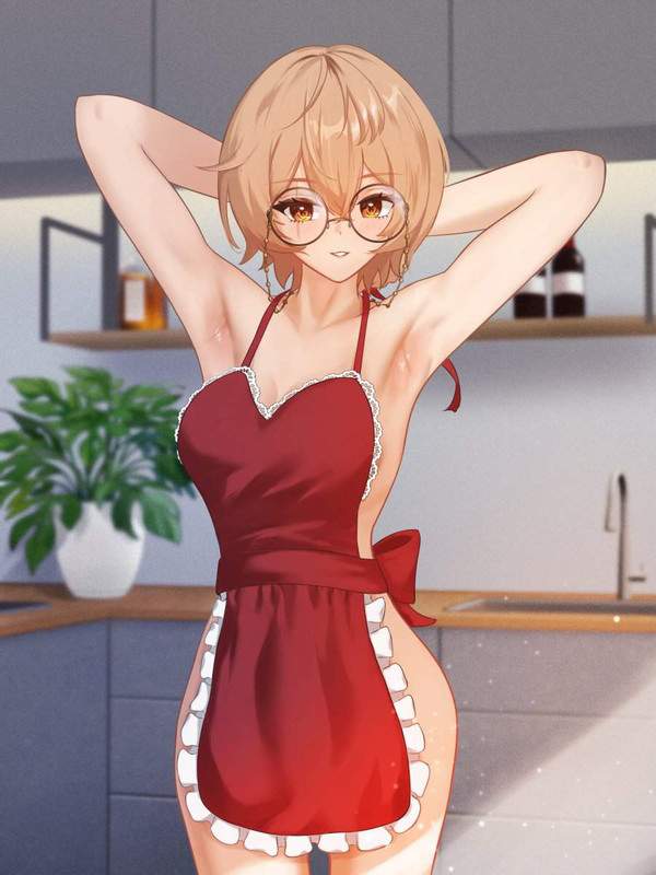 【新婚ヴィーガン夫婦あるある】貧乳女子×裸エプロンの二次エロ画像【34枚目】