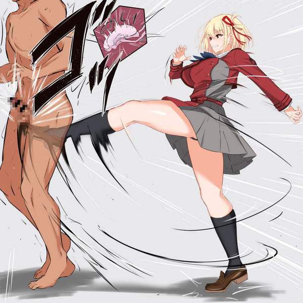 【こういう蹴りが】ガチ金蹴りの二次エロ画像【本気の蹴りっ！】【39枚目】