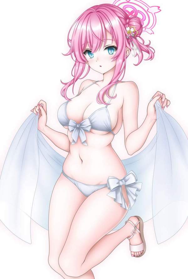 【下着っぽく見えてエロい】白ビキニ水着の二次エロ画像【18枚目】