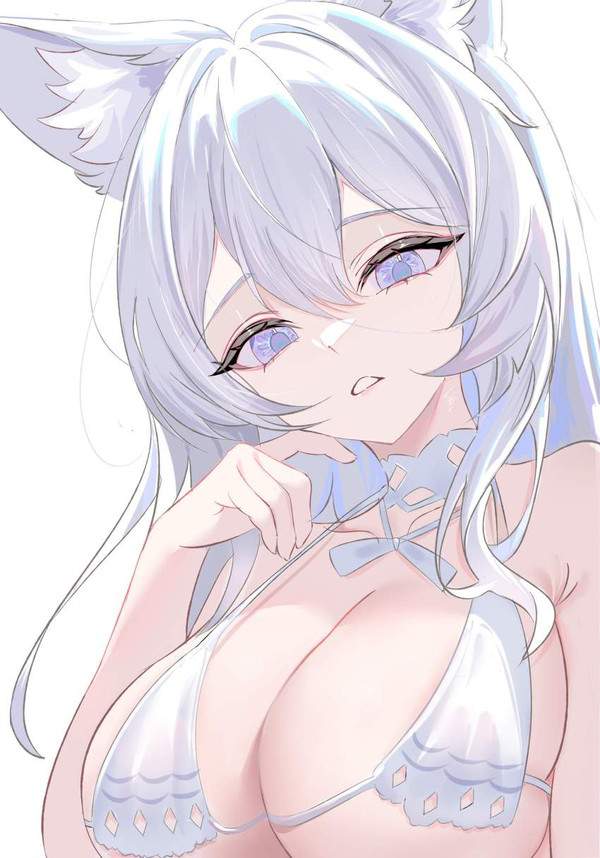 【下着っぽく見えてエロい】白ビキニ水着の二次エロ画像【24枚目】