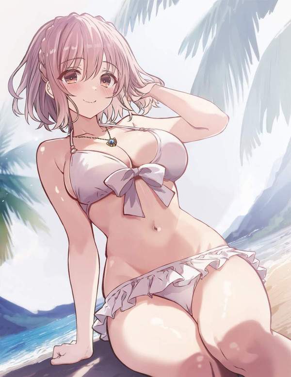 【下着っぽく見えてエロい】白ビキニ水着の二次エロ画像【25枚目】