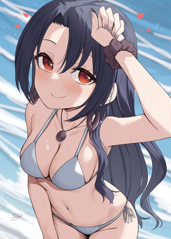 【下着っぽく見えてエロい】白ビキニ水着の二次エロ画像【30枚目】