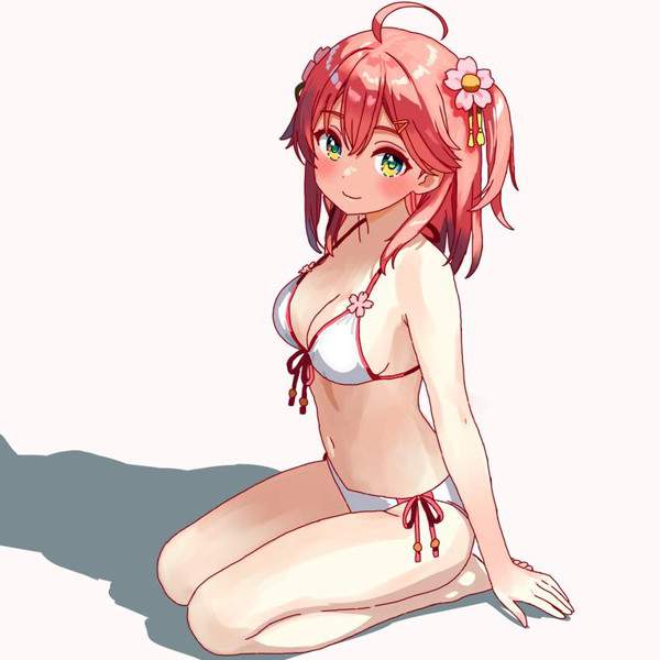 【下着っぽく見えてエロい】白ビキニ水着の二次エロ画像【39枚目】