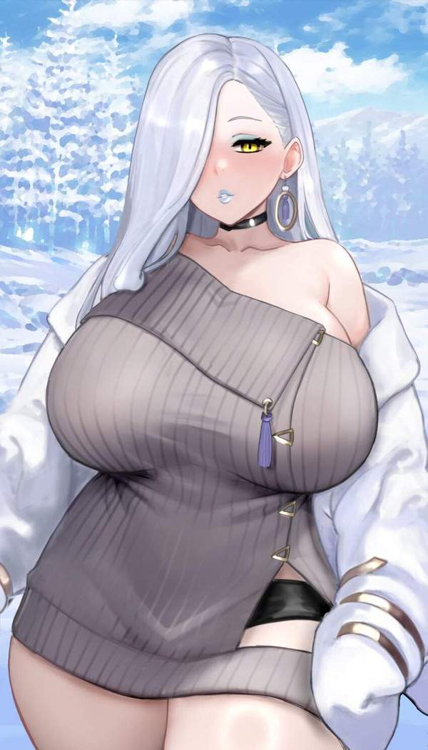 【着衣巨乳の魅力】セーター越しに見る大きなおっぱいの二次エロ画像【26枚目】