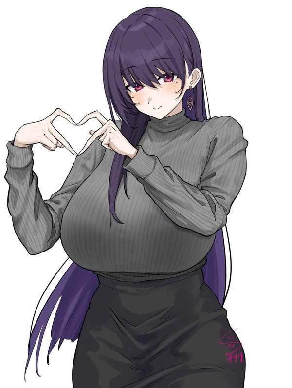 【着衣巨乳の魅力】セーター越しに見る大きなおっぱいの二次エロ画像【30枚目】