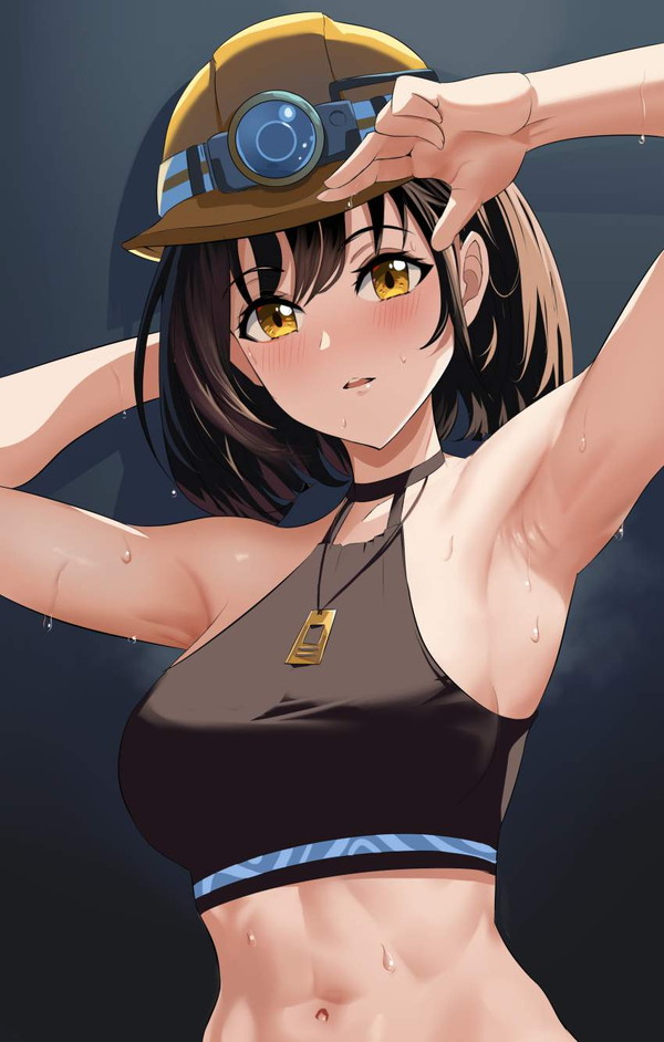 【汗舐めたい】安全ヘルメット姿なドカタ女子の二次エロ画像　【1枚目】