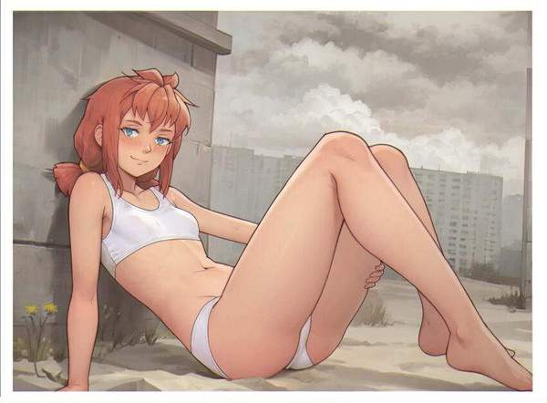 【運動神経良さそう】スレンダー体型スポブラ＆ショーツ女子の二次エロ画像【30枚目】