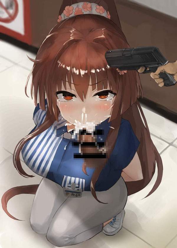 【射精と同時に撃たれそう】銃を頭に突き付けられつつフェラチオする女子達の二次エロ画像【20枚目】