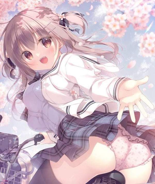 【本日から青切符導入】自転車パンチラ女子の二次エロ画像【3枚目】