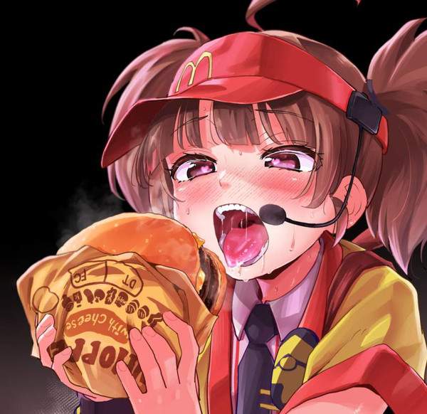 【しっかりいい朝食の日】ハンバーガーを食べる女子達の二次エロ画像【栄養満点の朝飯の代表】【1枚目】