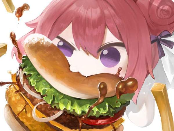 【しっかりいい朝食の日】ハンバーガーを食べる女子達の二次エロ画像【栄養満点の朝飯の代表】【6枚目】