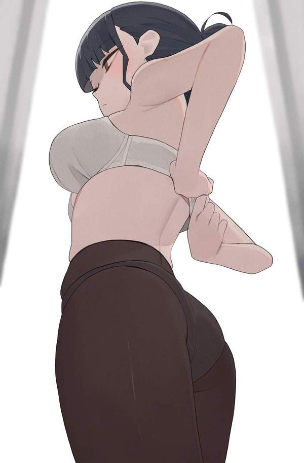 【あと少し】両腕を後ろに回してブラジャー外そうとしてる女子達の二次エロ画像【9枚目】