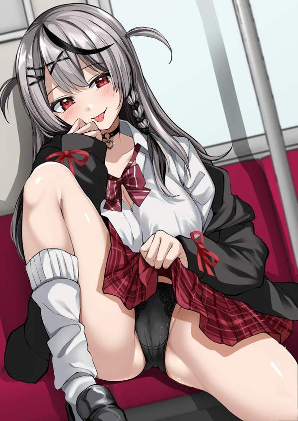 【パン鉄】電車で向かいの席の女の子がわざとパンツ見せてきた二次エロ画像【8枚目】