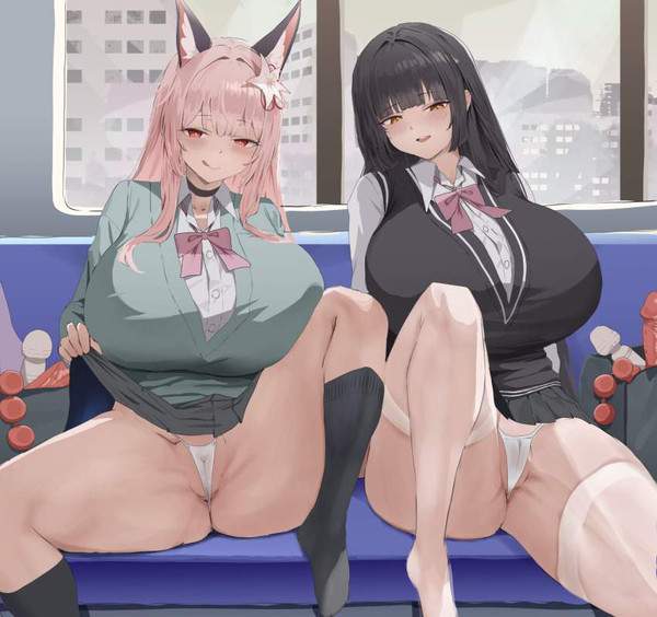 【パン鉄】電車で向かいの席の女の子がわざとパンツ見せてきた二次エロ画像【9枚目】