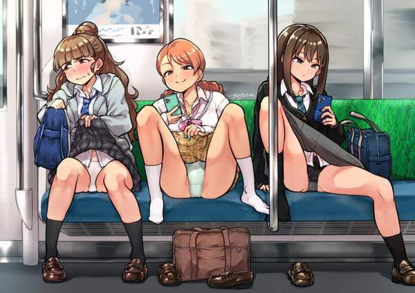 【パン鉄】電車で向かいの席の女の子がわざとパンツ見せてきた二次エロ画像【36枚目】
