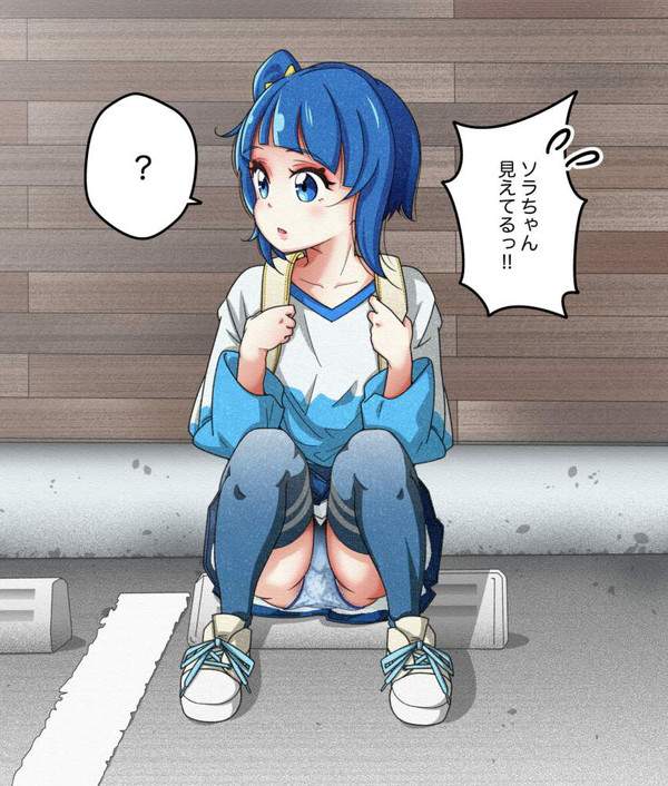 【何見てるの？】パンツ見えてるのに気づいてない女子の二次エロ画像【1枚目】