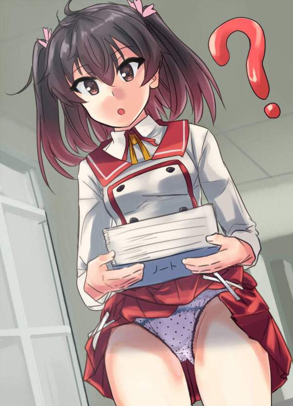 【何見てるの？】パンツ見えてるのに気づいてない女子の二次エロ画像【3枚目】