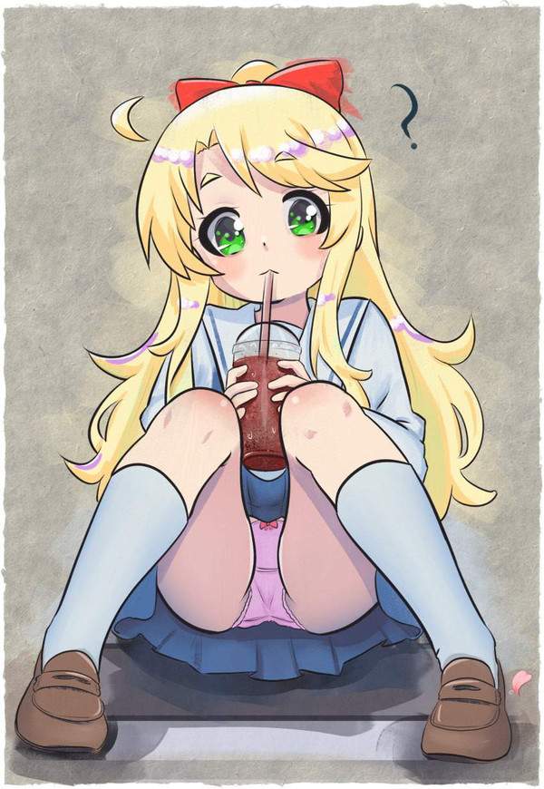 【何見てるの？】パンツ見えてるのに気づいてない女子の二次エロ画像【5枚目】
