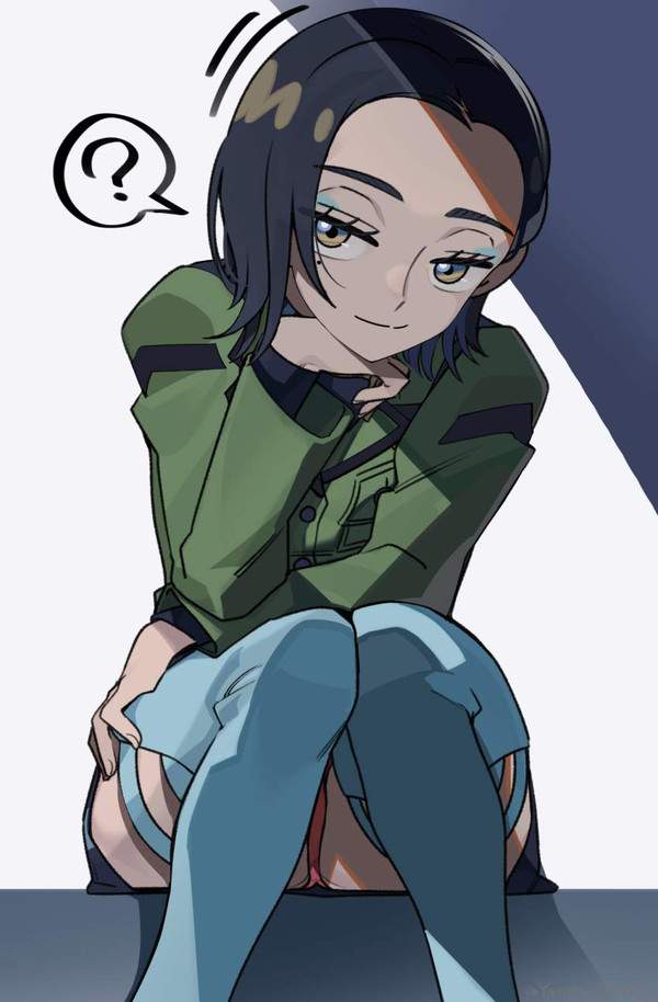 【何見てるの？】パンツ見えてるのに気づいてない女子の二次エロ画像【37枚目】