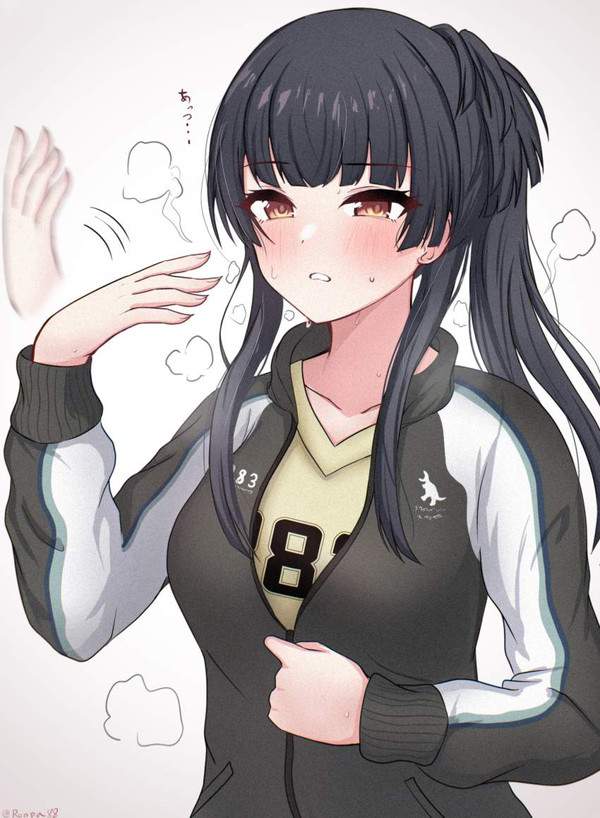 【暑い】手で顔を仰ぐ女子達の二次エロ画像【9枚目】