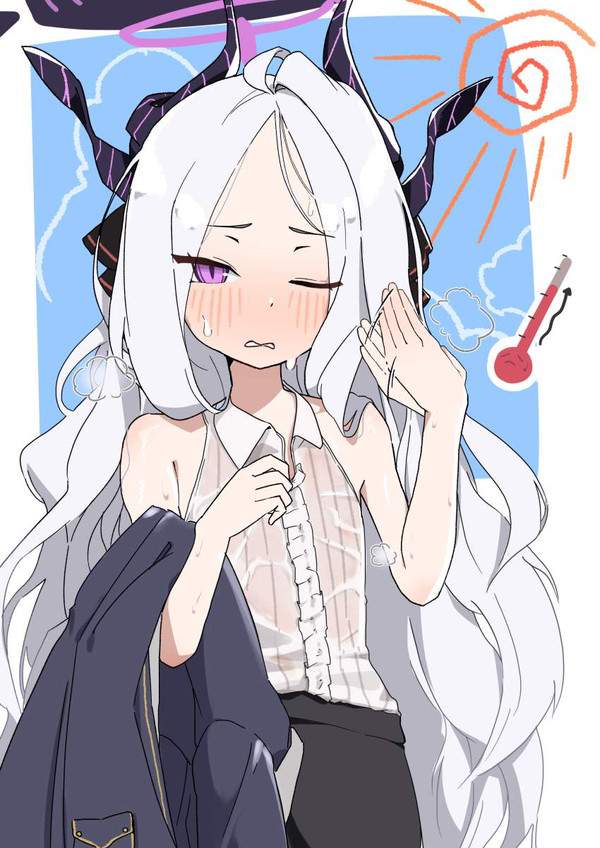 【暑い】手で顔を仰ぐ女子達の二次エロ画像【15枚目】