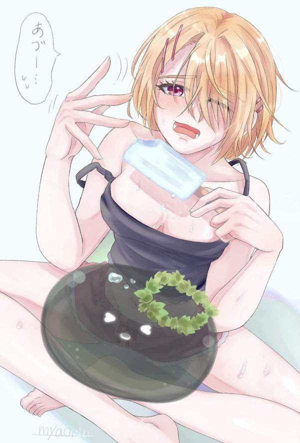 【暑い】手で顔を仰ぐ女子達の二次エロ画像【21枚目】