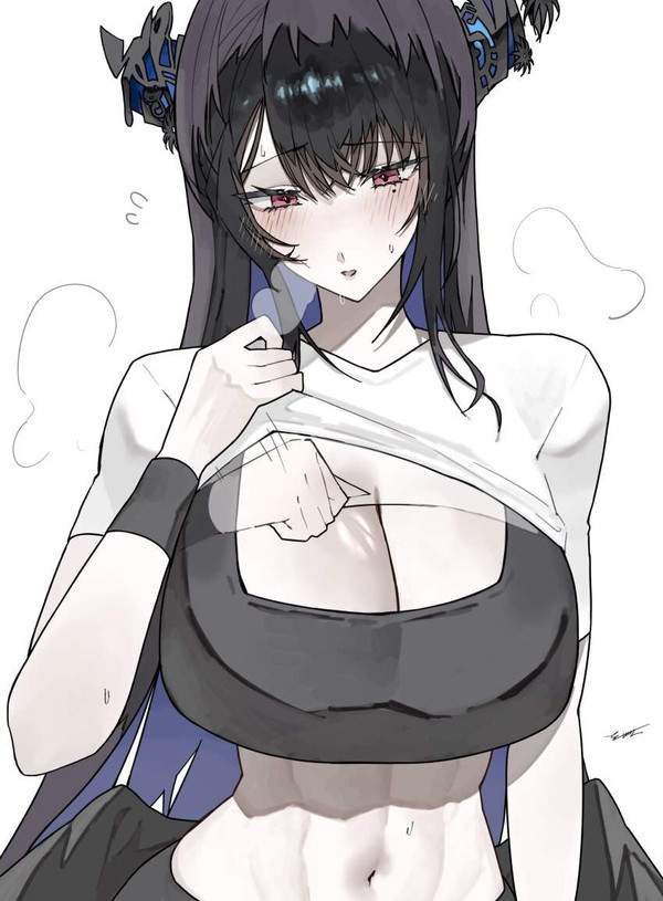 【暑い】手で顔を仰ぐ女子達の二次エロ画像【32枚目】