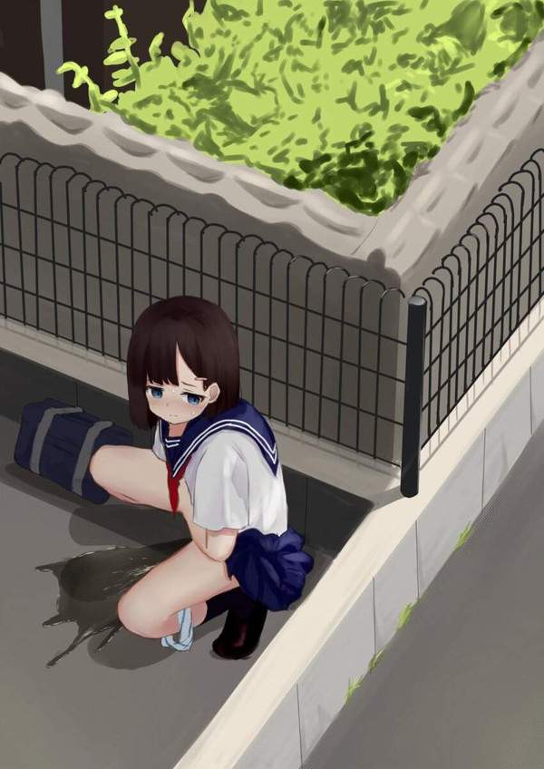 【四谷の路地裏あるある】野ションしてる女子高生の二次エロ画像【7枚目】