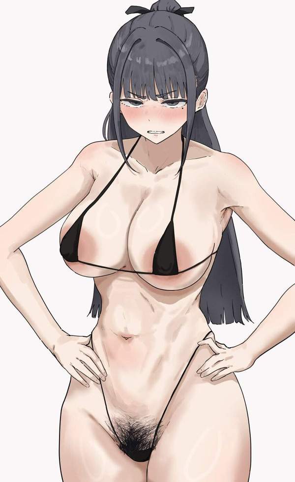 【この夏のトレンド】ビキニの上から陰毛がハミだしてる剛毛女子達の二次エロ画像【29枚目】