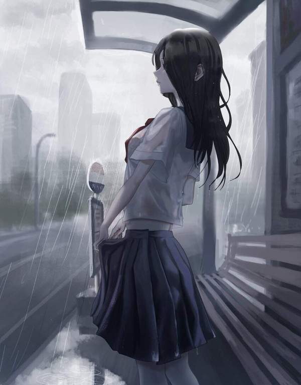 【禁忌】雨が踊るバスストップの二次エロ画像【12枚目】