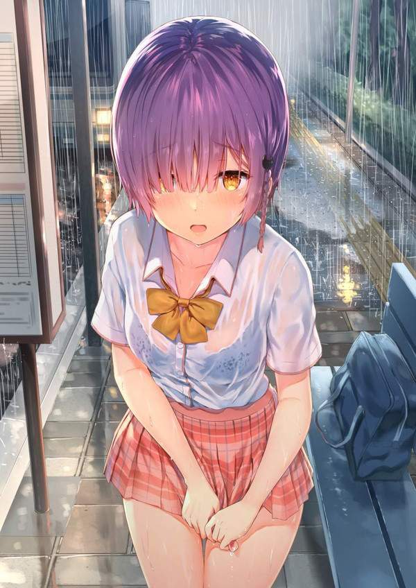 【禁忌】雨が踊るバスストップの二次エロ画像【13枚目】