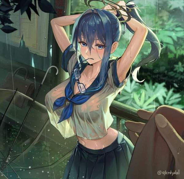 【禁忌】雨が踊るバスストップの二次エロ画像【14枚目】