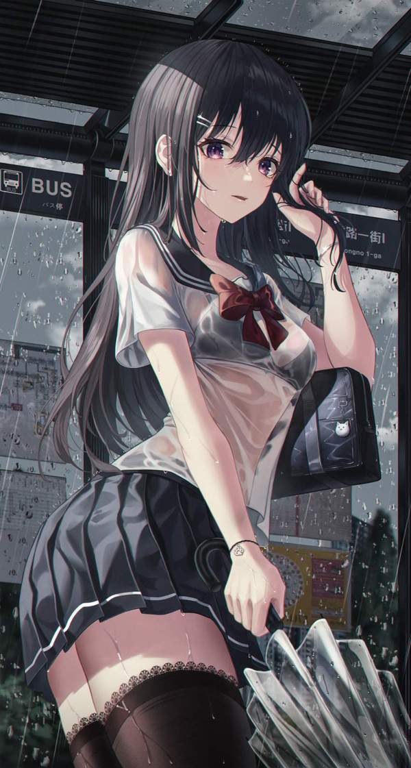 【禁忌】雨が踊るバスストップの二次エロ画像【19枚目】
