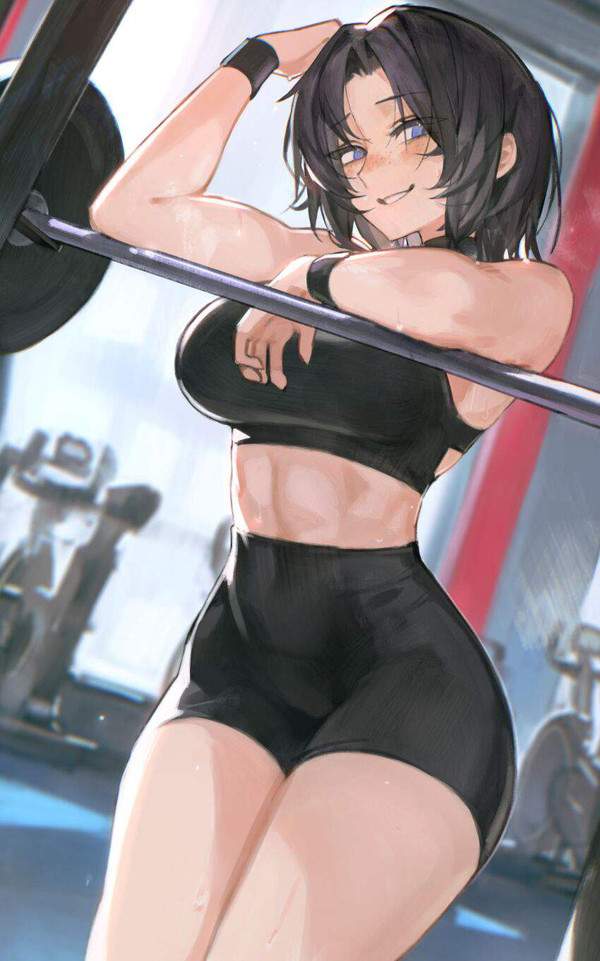 【夢中でトレーニングの日】汗だくフィットネス女子達の二次エロ画像【2枚目】