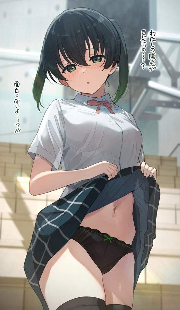 【出血大サービス】スカートまくってパンツ見せてくれる女子達の二次エロ画像【1枚目】
