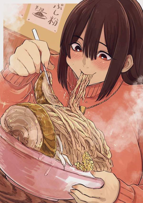 【ラーメンの日】美味しそうにラーメンすすってる女子達の二次エロ画像【2枚目】