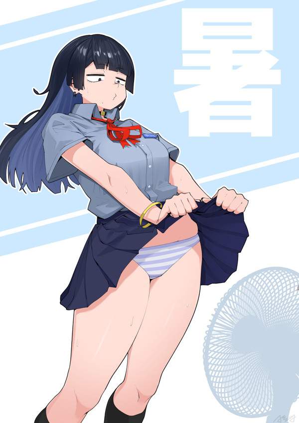 【大暑】股間に扇風機の風を当てて暑さに対処する女子達の二次エロ画像【6枚目】