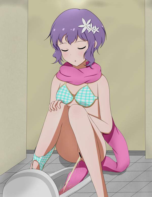 【海の家トイレ】便所で用を足す水着女子達の二次エロ画像【11枚目】