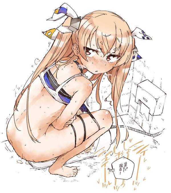 【海の家トイレ】便所で用を足す水着女子達の二次エロ画像【12枚目】